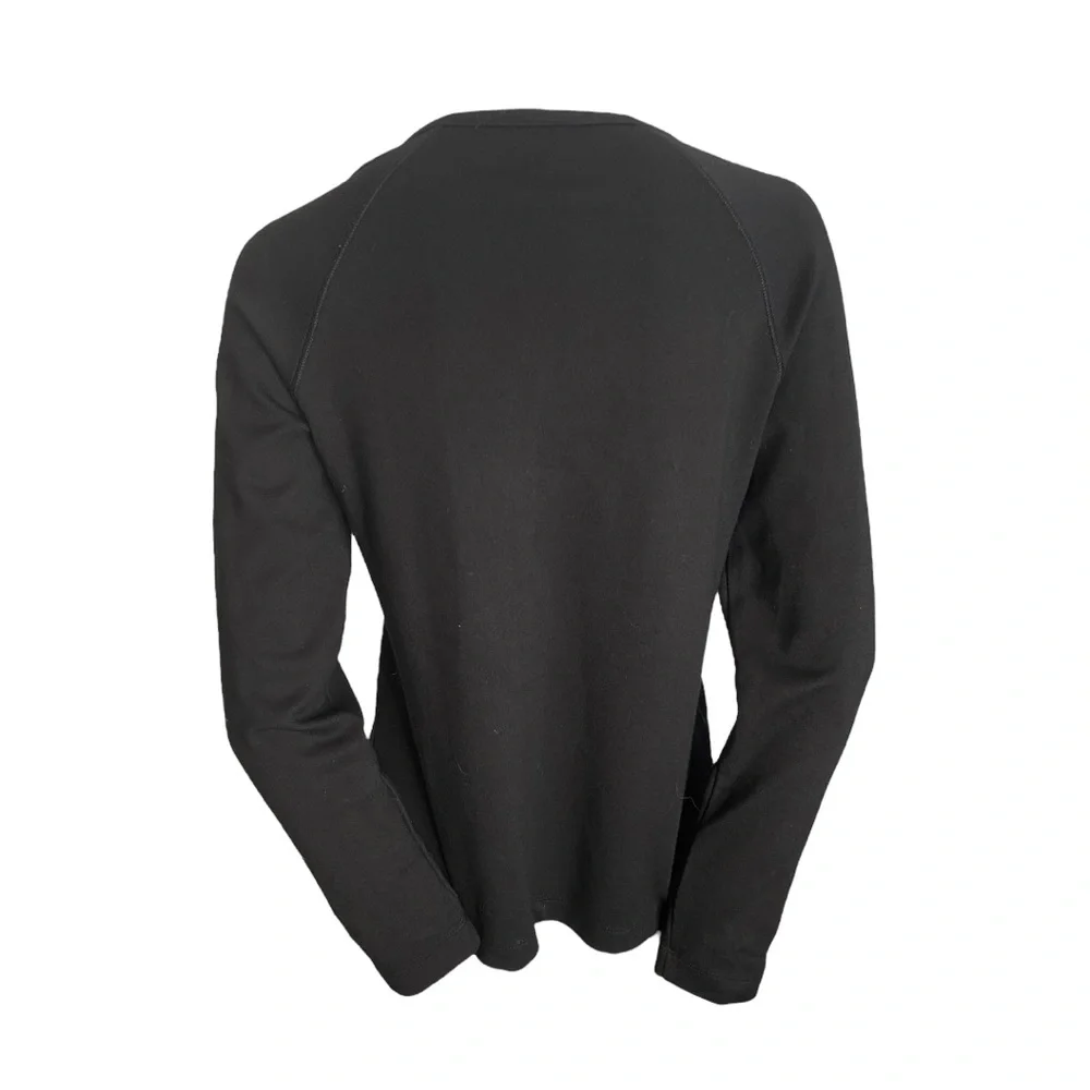 Apanage Black Damask Pattern Textured Bodice Zippered Jersey Cardigan Size 8 - Picture 3 of 7